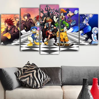 

5 pieces of high-definition print canvas poster painting kingdom heart canvas painting anime poster mural wall poster wall