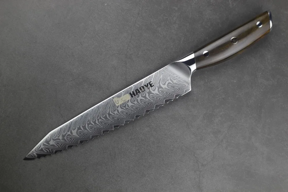 8 дюймов дамасский нож для хлеба, профессиональные кухонные ножи с ручкой из черного дерева, палисандр, высокое качество, инструменты для выпекания, новинка