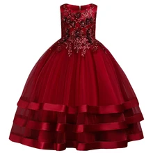 Для формальных встреч вечерние платье элегантные Детские платья для девочек детская одежда принцессы, платье на свадьбу, вечернее платье с цветочным рисунком 3 От 10 до 12 лет