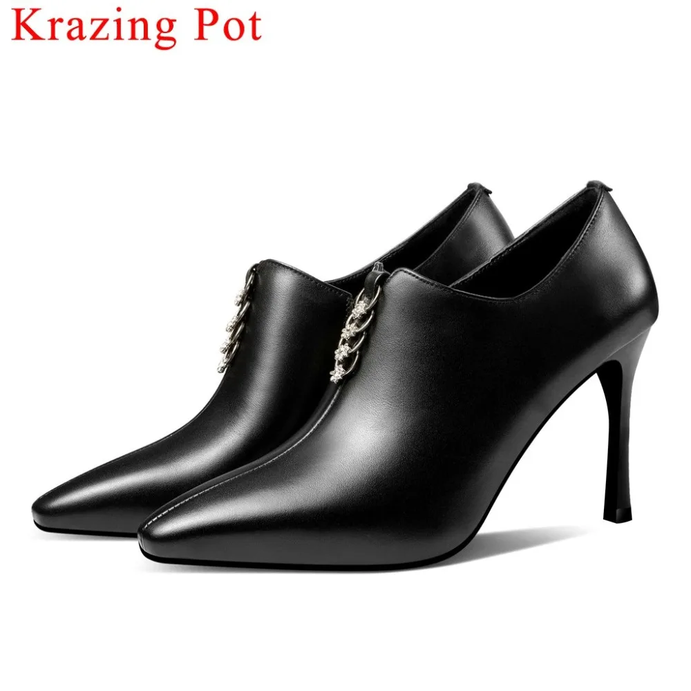 

2019 superstars genuine leather zipper crystals decoration zipper oxford square toe sexy super high heels dress work pumps L06