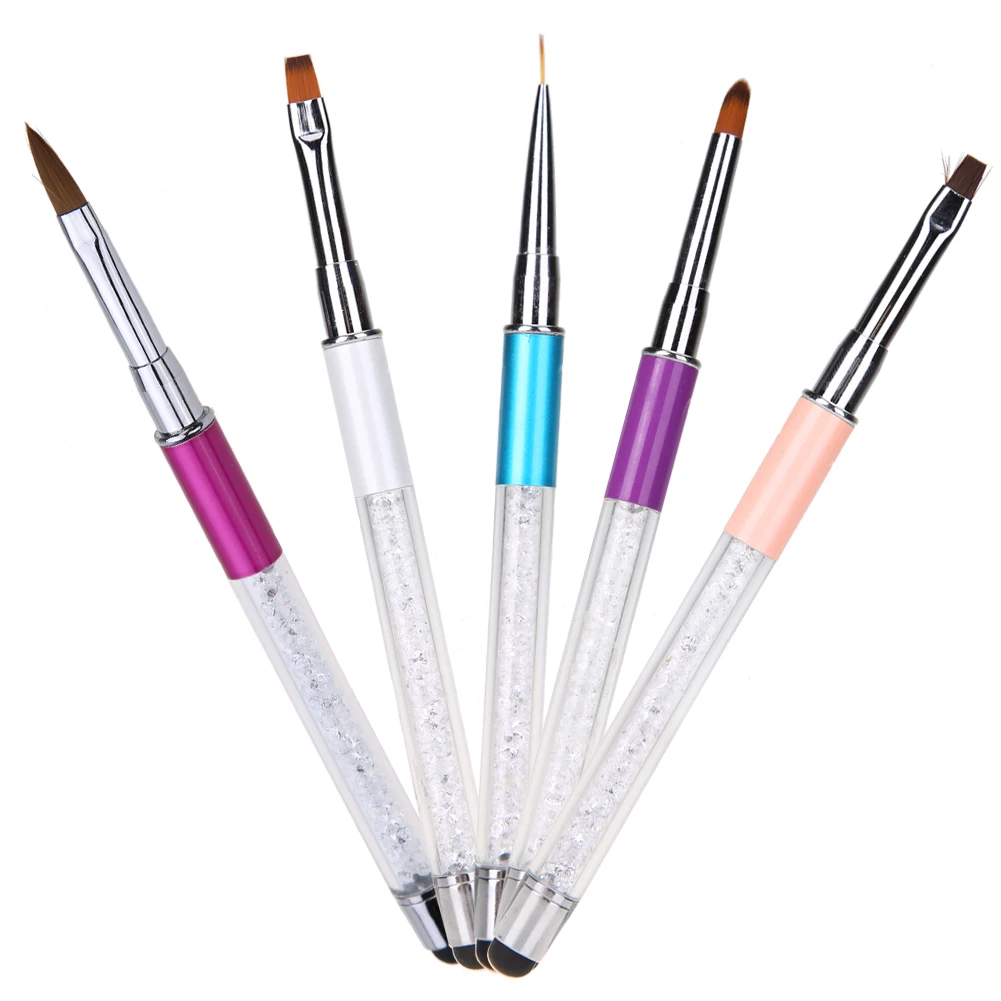 Acrylic UV Gel French Nail Art Design Kit Liner Painting Dotting Flat Brushes Pen Builder Nail