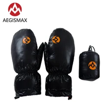 Теплые зимние ветрозащитные нейлоновые перчатки AEGISMAX с 95% белым гусиным пухом, варежки для катания на лыжах, сноуборде, велосипеде, пеших пр...