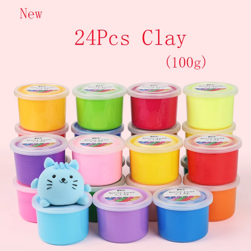 

Colored Clay Canned Air Dry Light Clay DIY Children Educational Toy Colorful Plasticine Polymer Creative Toys Kid Birthday Gift