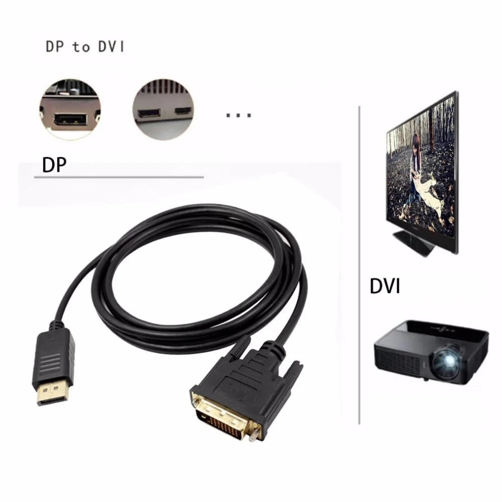 مصغرة Displayport موانئ دبي إلى DVI كابل الذكور إلى الذكور عرض ميناء إلى DVI البسيطة موانئ دبي إلى DVI-D تحويل ل HDTV PC محمول العارض