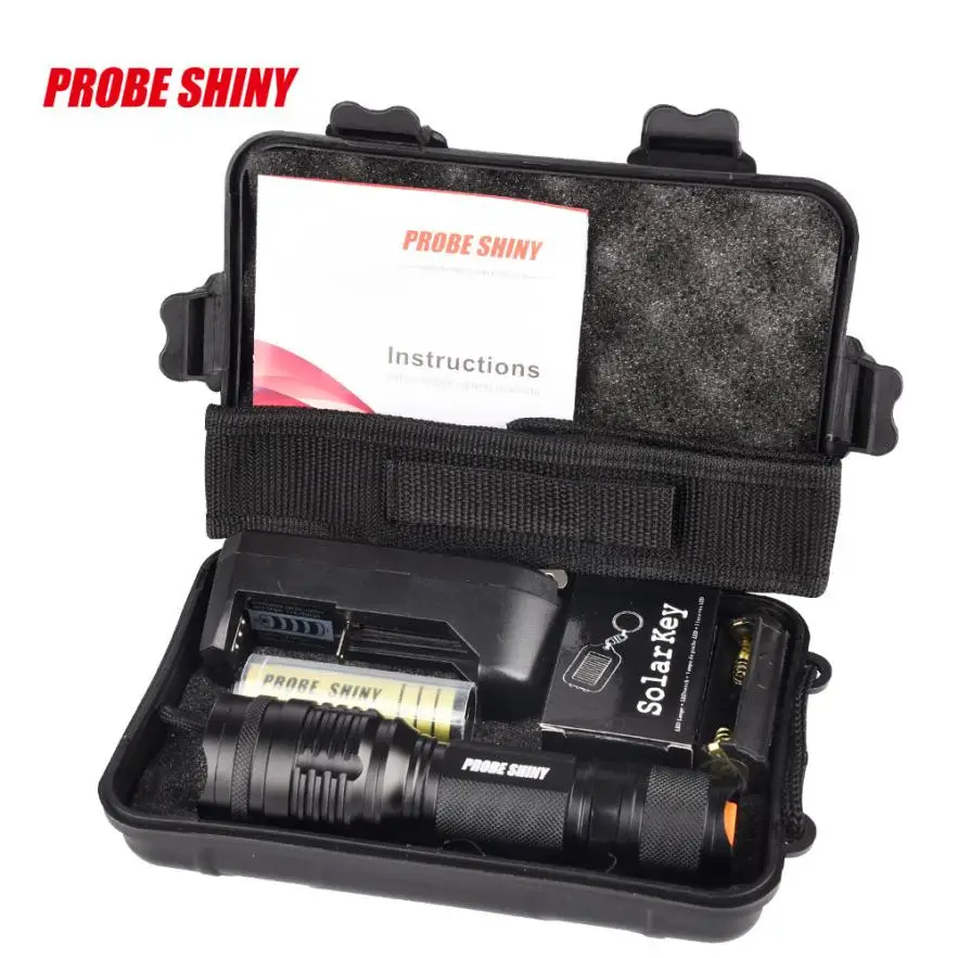 

2017 NEW FREE SHIPPINGX800 Zoomable XML T6 LED Tactical Flashlight+18650 Battery+Charger+Case N1