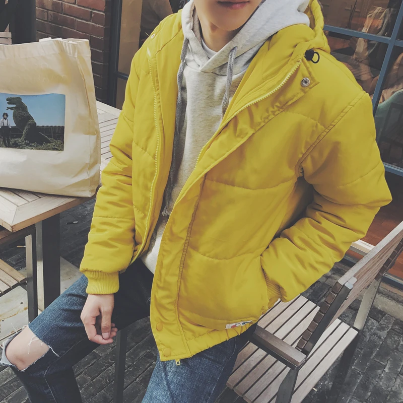 

XT1024 2017 NEW Brief embroidery male thickening with a hood thermal wadded jacket autumn winter teenage aozi outerwear