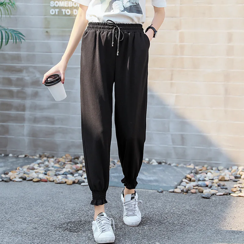 

The new spring and summer 2019 loose pants radish haroun pants female students leisure black bloomers feet nine points pants