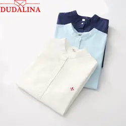 Dudalina вышивкой Женские рубашки новый Для женщин Мода Повседневная рубашка элегантный длинный рукав тонкий женская блузка офисная одежда