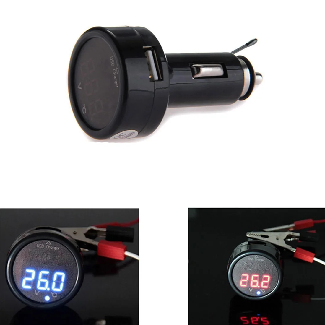 centechia 3 in1 Cigarette Lighter Digital LED Car Voltmeter Thermometer