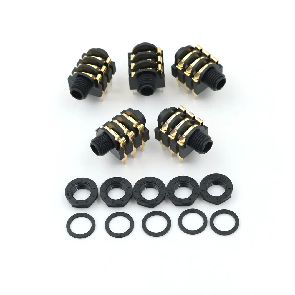 5Pcs/lot 1/4" 6.35mm Jack Stereo Audio 6pin PCB Panel Mount Socket