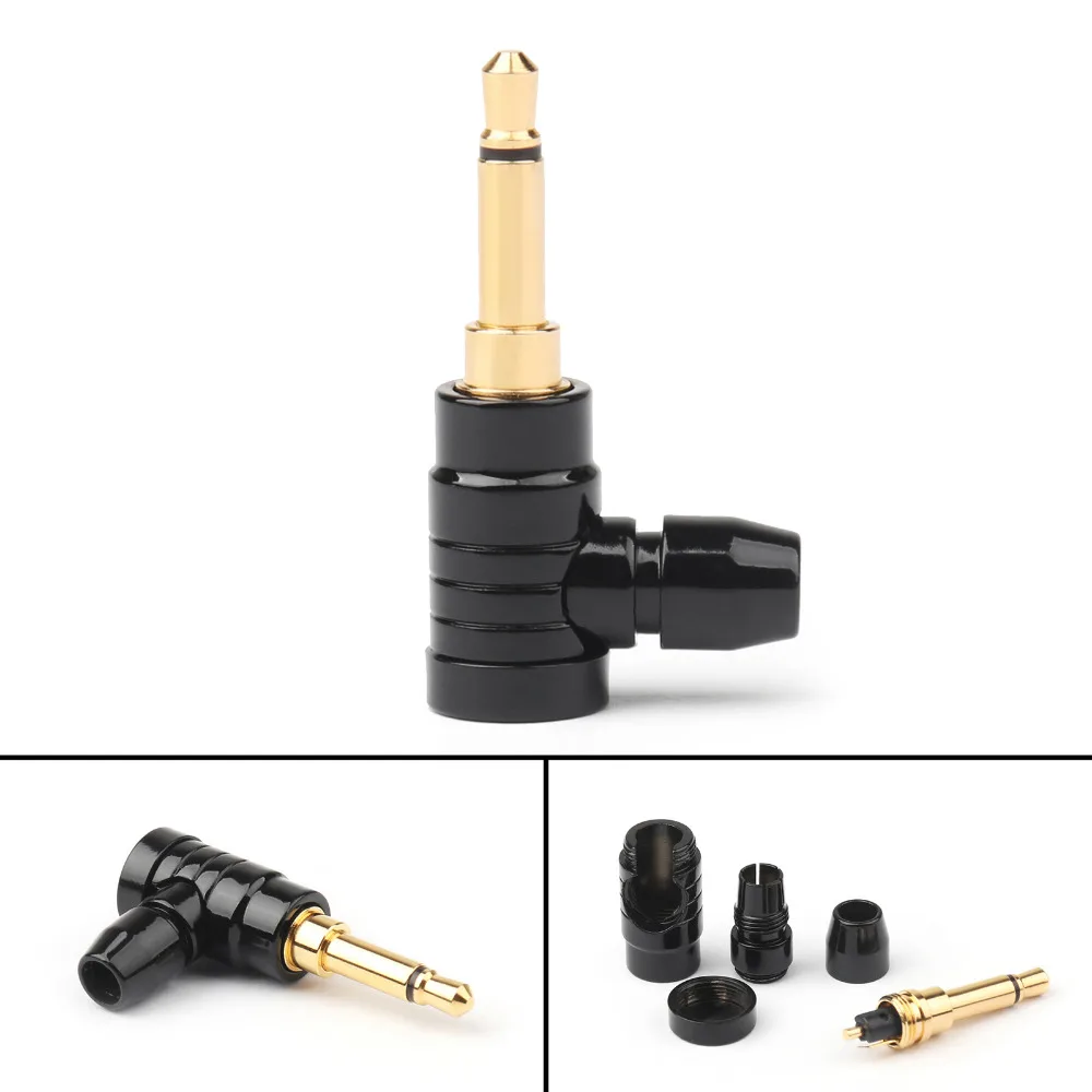 Artudatech 4PCS 3 5mm 2 Pole TS 90 Mono Plug Male Audio Adapter Connector Headphone Silver Black