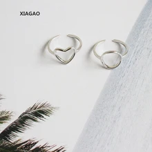XIAGAO 925 Sterling Silver Open Rings Two Shape Simple Cross Ring Jewelry for Party Adjustable CNR104