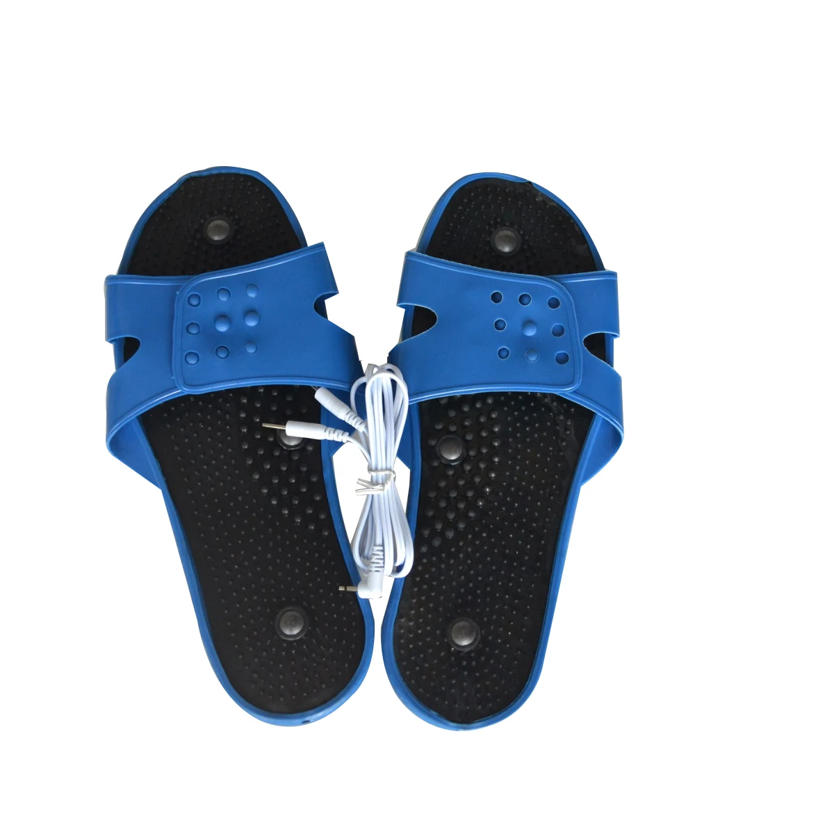 1pair Rubber Foot Massager Slippers Electrode Physiotherapy Acupuncture Muscle Stimulator Digital Tool Foot Relaxing Color Blue
