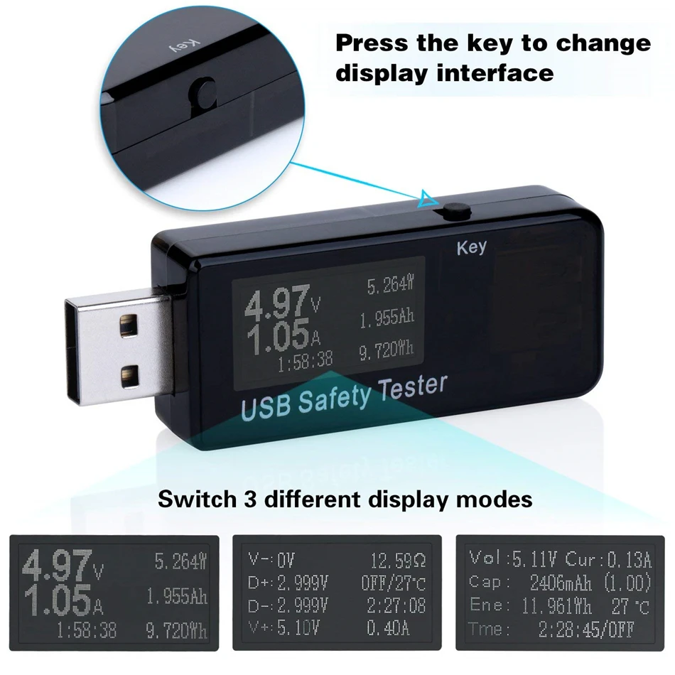 USB тестер с цифровым дисплеем 3 30 в функцией быстрой зарядки|Измерители