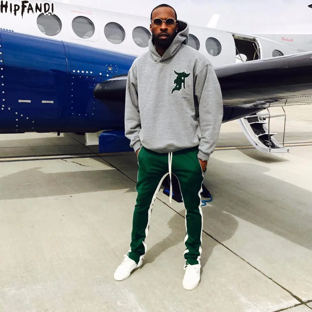 

HIPFANDI New bottoms side zipper pants hip hop Fashion urban clothing justin bieber FOG Joining together jogger pants Black red