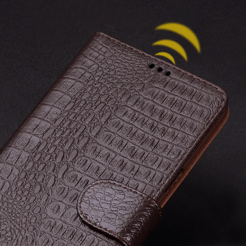 Флип кейс RYKKZ из натуральной кожи для Xiaomi Redmi 7 с отделением карт и подставкой