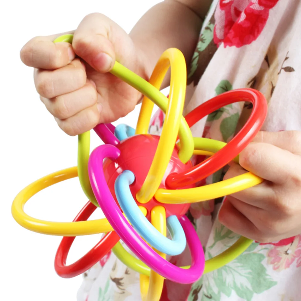 GOODWAY Baby Rattles Ball Hand Soft Nontoxic Teether ABS Plastic