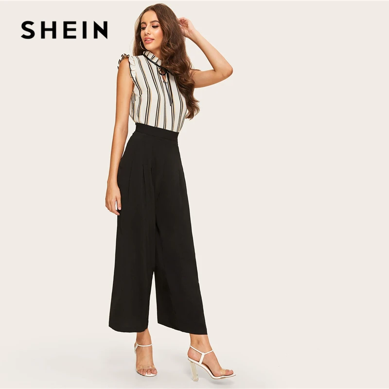 SHEIN Широкие Брюки С Молнией Сбоку Элегантные Женские Осенние Брюки