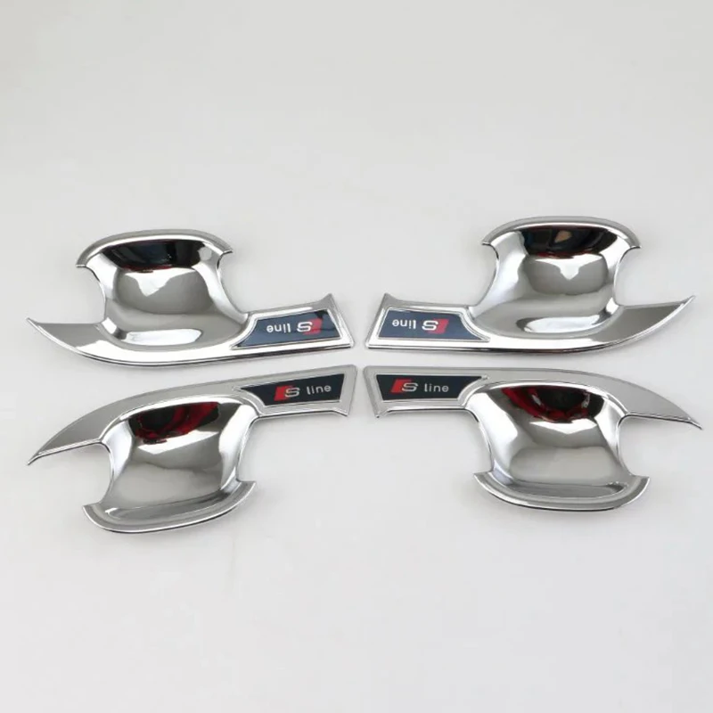 

Car Styling For Audi A4 Sedan B9/9L 2016 2017 ABS Chrome Door Handle Bowl Protective Cover Trims Decoration Accessories 4Pcs/set
