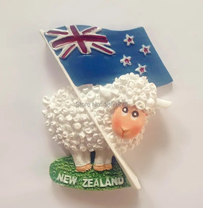 SIGHTS GIFTS NEW ZEALAND MAP ROUND NOVELTY SOUVENIR FRIDGE MAGNET FLAG 