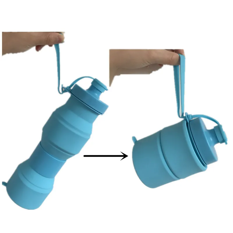 Пищевые силиконовые складные бутылки для воды объемом 800 мл, переносные складные автомобильные бутылки для путешествий, складная бутылочка для напитков, FDA