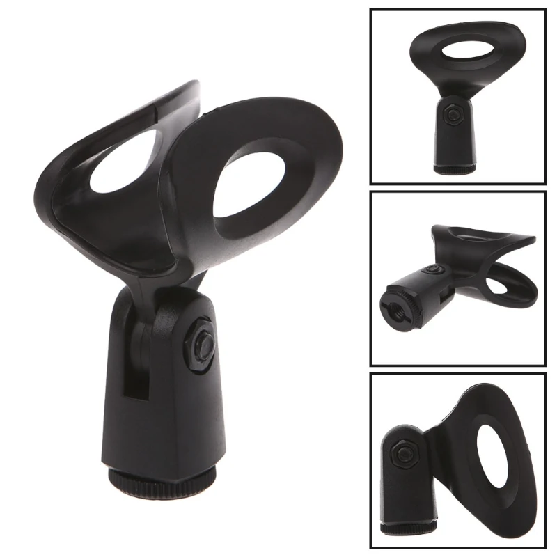 

Flexible Microphone Mic Stand Accessory Plastic Clamp Clip Holder Mount Black AUG-10A