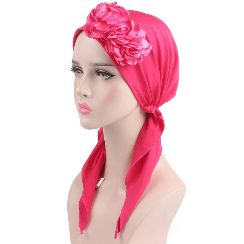 Новинка, хит, женская кепка для химиотерапии, эластичная чалма, мусульманская Кепка, стереоскопическая Цветочная коса, эластичная ткань, аксессуары для головы