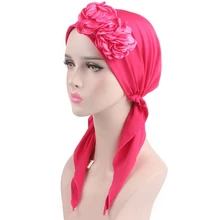 Новинка, хит, женская кепка для химиотерапии, эластичная чалма, мусульманская Кепка, стереоскопическая Цветочная коса, эластичная ткань, аксессуары для головы