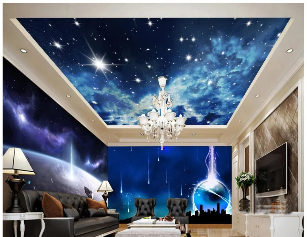 Us 12 09 41 Off Custom 3d Photo Wallpaper 3d Ceiling Murals Wallpaper Science Fiction Planet Space Background Wall 3d Wallpaper Home Decor In