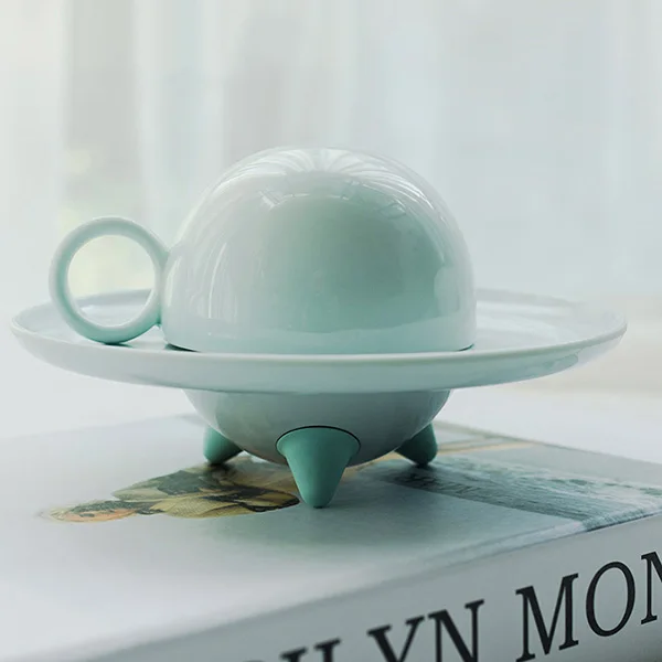 Xiaomi KKF UFO чашка безопасная и здоровая многоцелевая UFO кружка 4 цвета на выбор кофейная кружка перевернутая Пряжка Пылезащитная с поддоном чашка - Цвет: Ice Island