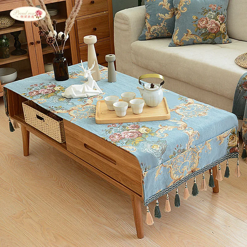 

Proud Rose High Grade Chenille Table Cloth Rectangular Tea Table Cloth Tassel Thicken Table Cover Home Decoration