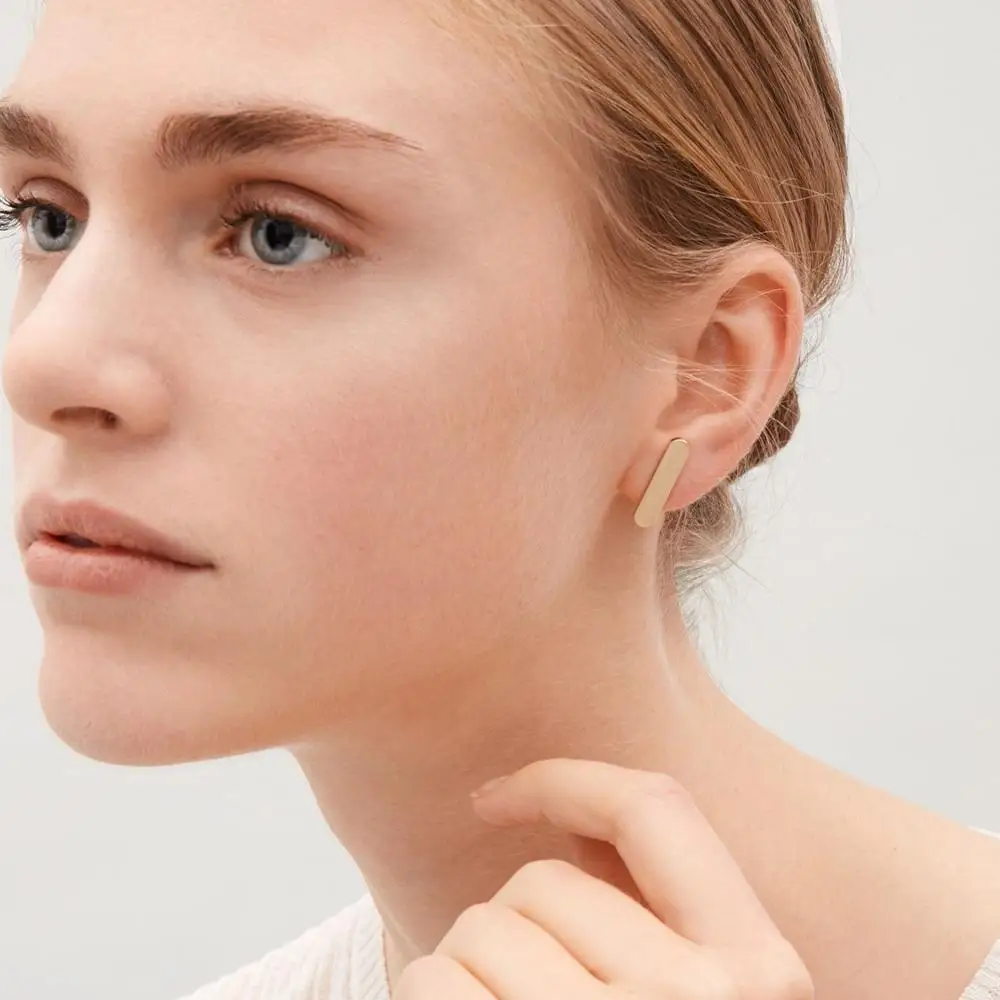 

ALYXUY Europe and America Fashion Alloy Minimalist One Word Shape Earrings for Women Geometric Earring Jewelry Accessories