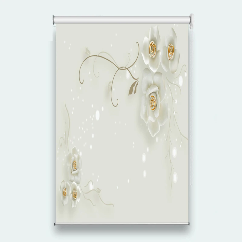 

Blackout Roller Blinds Luxury Living Room Bedroom Curtains flower Decor Shade Thermal Roll Curtains Hotel Blinds Curtains