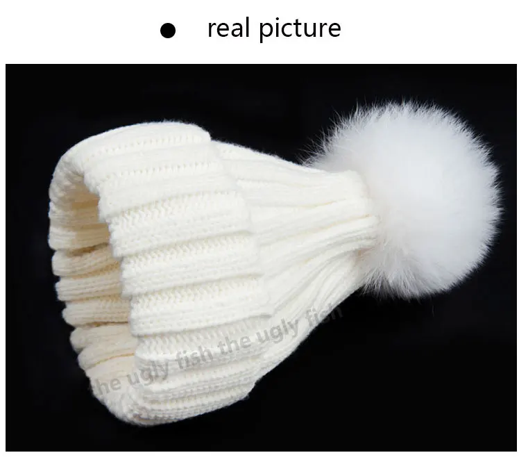 Winter fur pompom hat for women fur hat pom pom hat fur pom poms beanie women bobble hat (13)