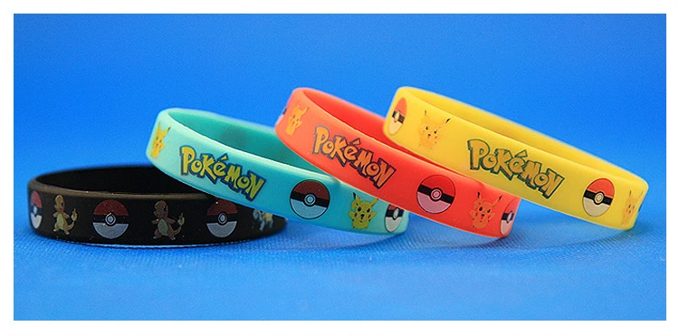 20 шт модные шармы игровой браслет Pokemon GO силиконовые браслеты мужские 4 цвета резиновые браслеты для женщин сувенир