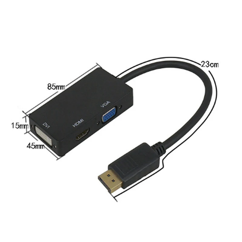 

AOSANG 3 in 1 DisplayPort DP To HDMI DVI VGA Adapter Cable 1080P Display Port Converter Connector For PC Projector Laptop HDTV