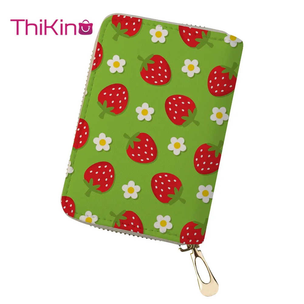 

Thikin Fresh Strawberry Card Holder for Girls Mini Card Bag Cool Summer Card Protector Students Card package Baby Storage Bags