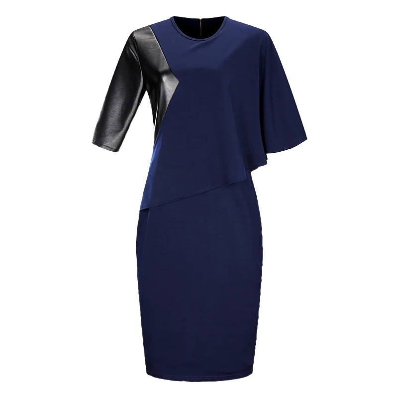2017 Fashion Brand Women Dress Plus Size 6XL Autumn Batwing Sleeve Half Straight Patchwork O Neck Vestidos Maxi Casual Dresses