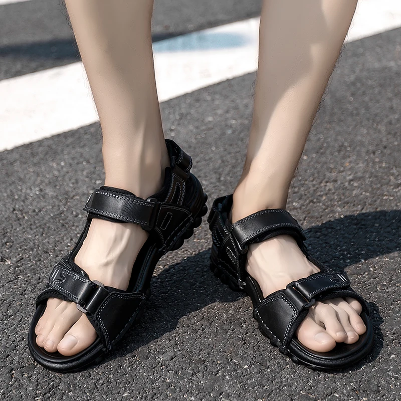 

Men Sandals Genuine Leather Summer Shoes Beach Men Casual Shoes breathable fashion Outdoor Sandals for Man big size 48 L5