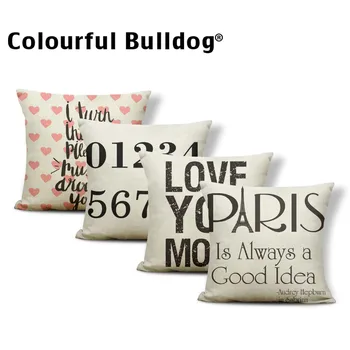 

Word Tower Cushion Case Building Pillowcase Ocean Style Cute Office For Teens Toss Red Pillow 45Cm Cotton Linen Gifts New