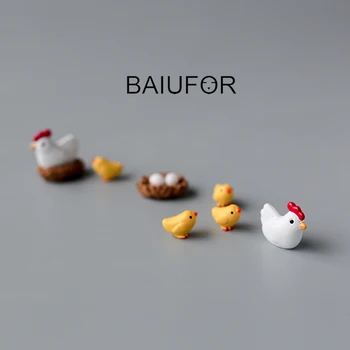 

BAIUFOR Hen Chick Family Miniature Terrarium Figurines DIY Micro Moss Landscape Accessories Miniaturas for Mini Garden Decor