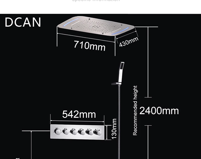 Bathroom Shower Set Accessories Faucet Panel Tap Thermostatic Mixer LED Ceiling Rainfall Shower jet System Led Mist Rain Shower (8)