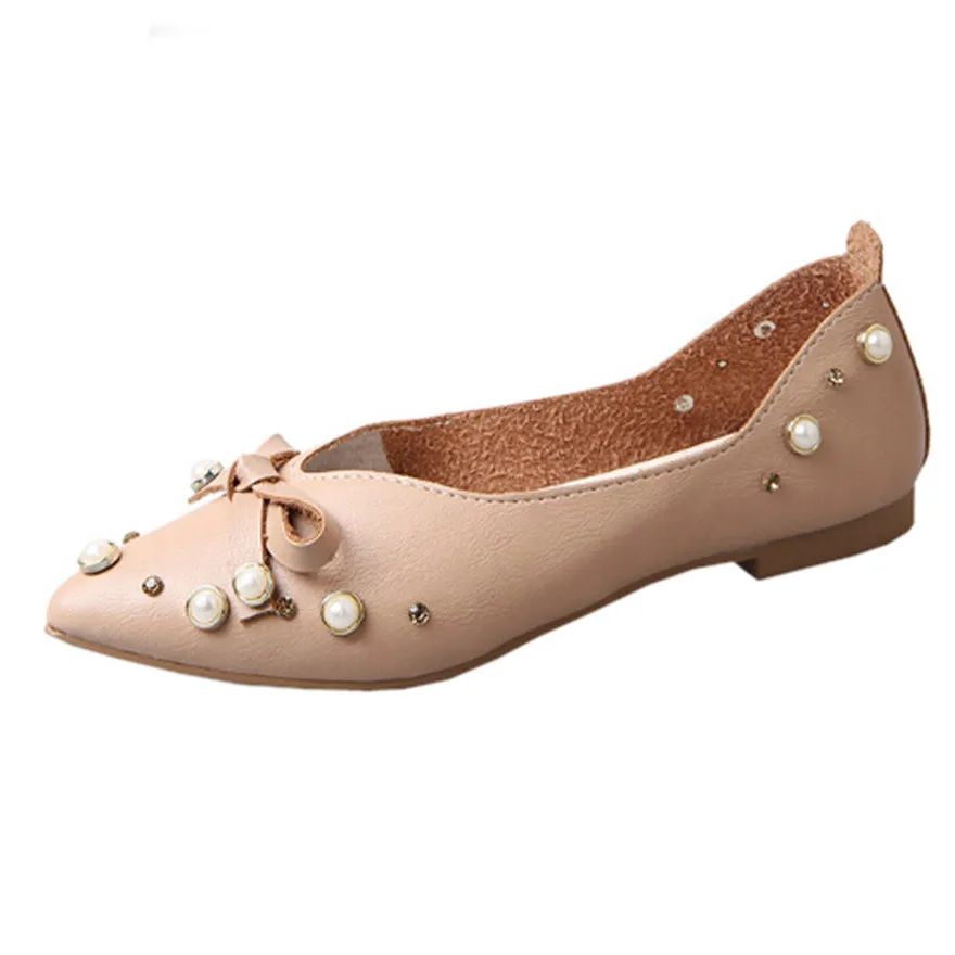 Femme Plat Arc Chaussures Printemps Bowknot Femmes Occasionnels blanc Chaussure Simples Talon Cravate on Slip Appartements Marron Étudiants wz6zqIxEd