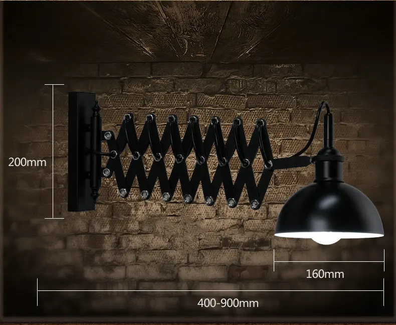 Artpad промышленный Лофт Регулируемый Настенный светильник черный металл бра растягивающийся кофе бар Отель Ресторан дома ретро настенные светильники