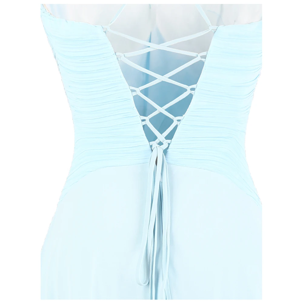 Женское шифоновое платье Angel fashions светильник голубое Плиссированное вечернее на