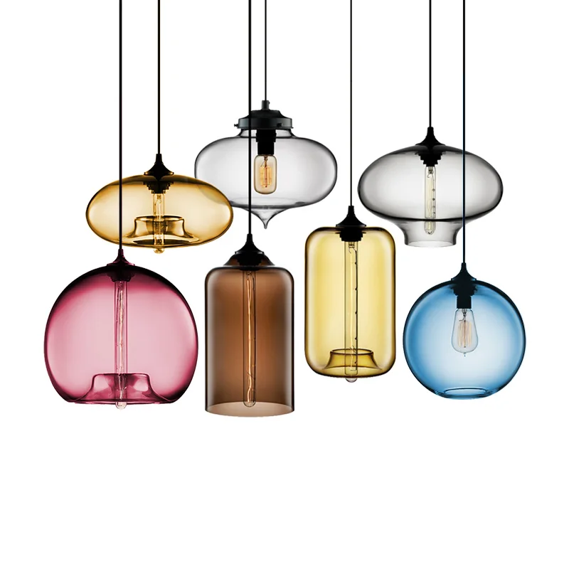  Artpad Multi Color Stained Clear Glass Pendant Light Lamp for Dining Room Bar Coffee Hotel Restaura - 32878785145
