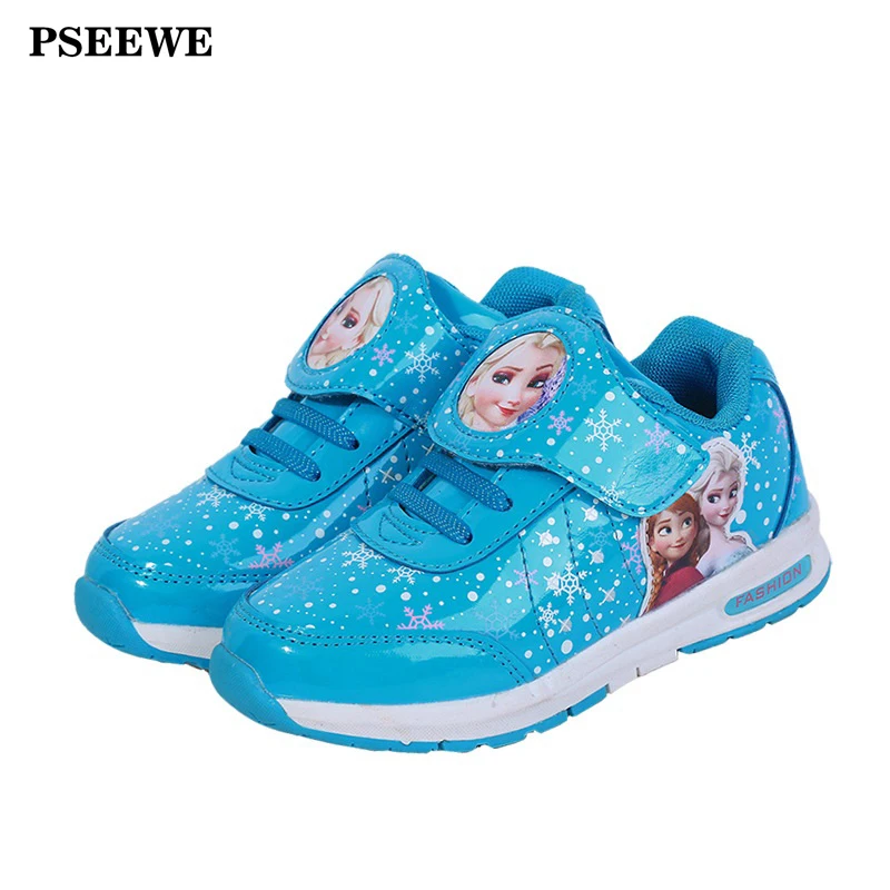 Princess Girls Shoes For Kids 2016 New Children Shoes Ice Snow Queen Fashion Elsa Anna Casual boot Single leather Child Sneakers