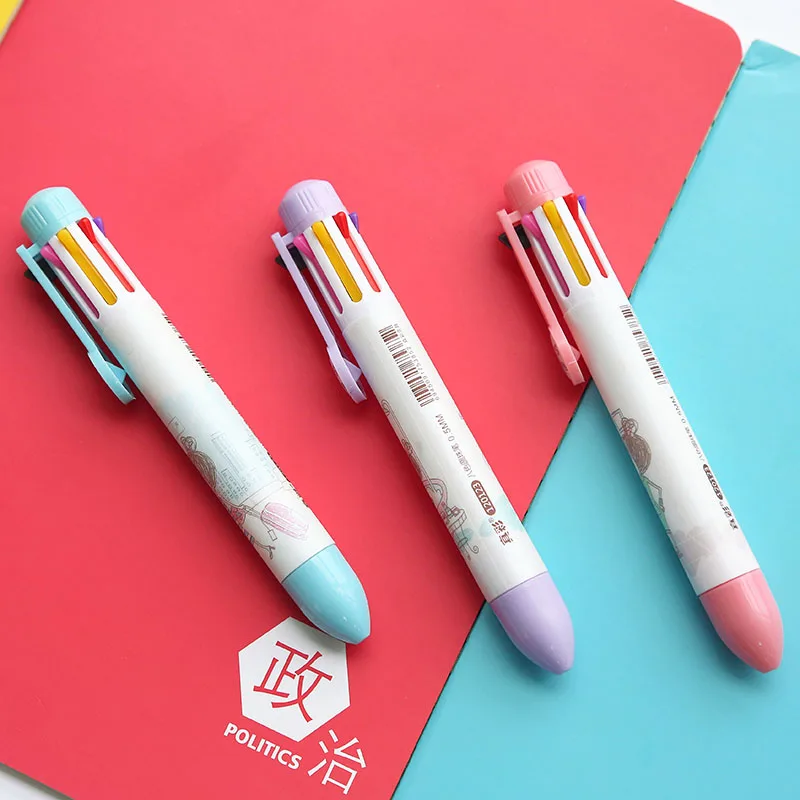 

12 pcs/Lot Cute girl Multi color pen for writing marker 0.5mm ballpoint pen Korean Stationery Office school supplies CB941
