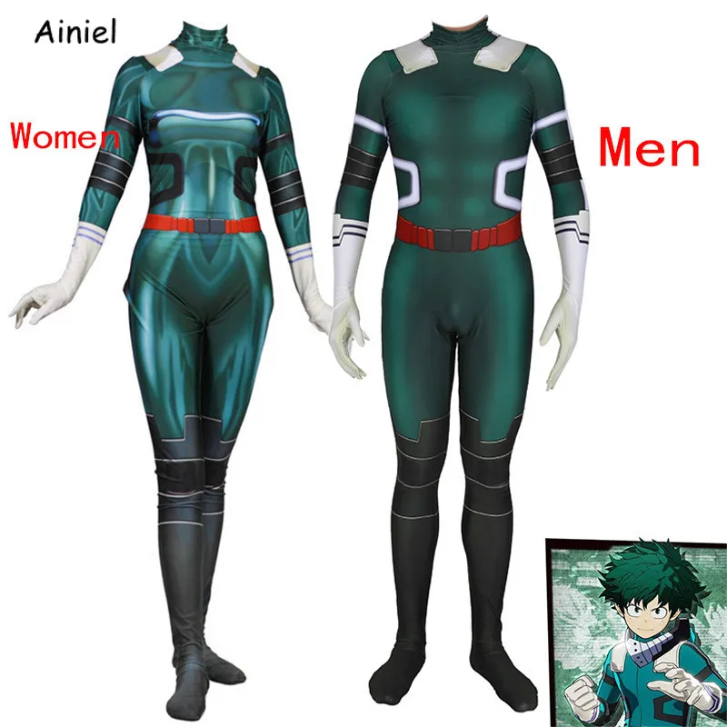 Аниме Мой герой Academy Косплей Midoriya Izuko Deku костюмы парик мужчины женщины zentai боди костюм костюмы на Хэллоуин для детей и взрослых