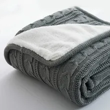 Горячее предложение хлопок высокое качество овечье бархатное одеяло s зимнее теплое вязаное шерстяное одеяло диван/покрывало для кровати одеяло вязаное одеяло
